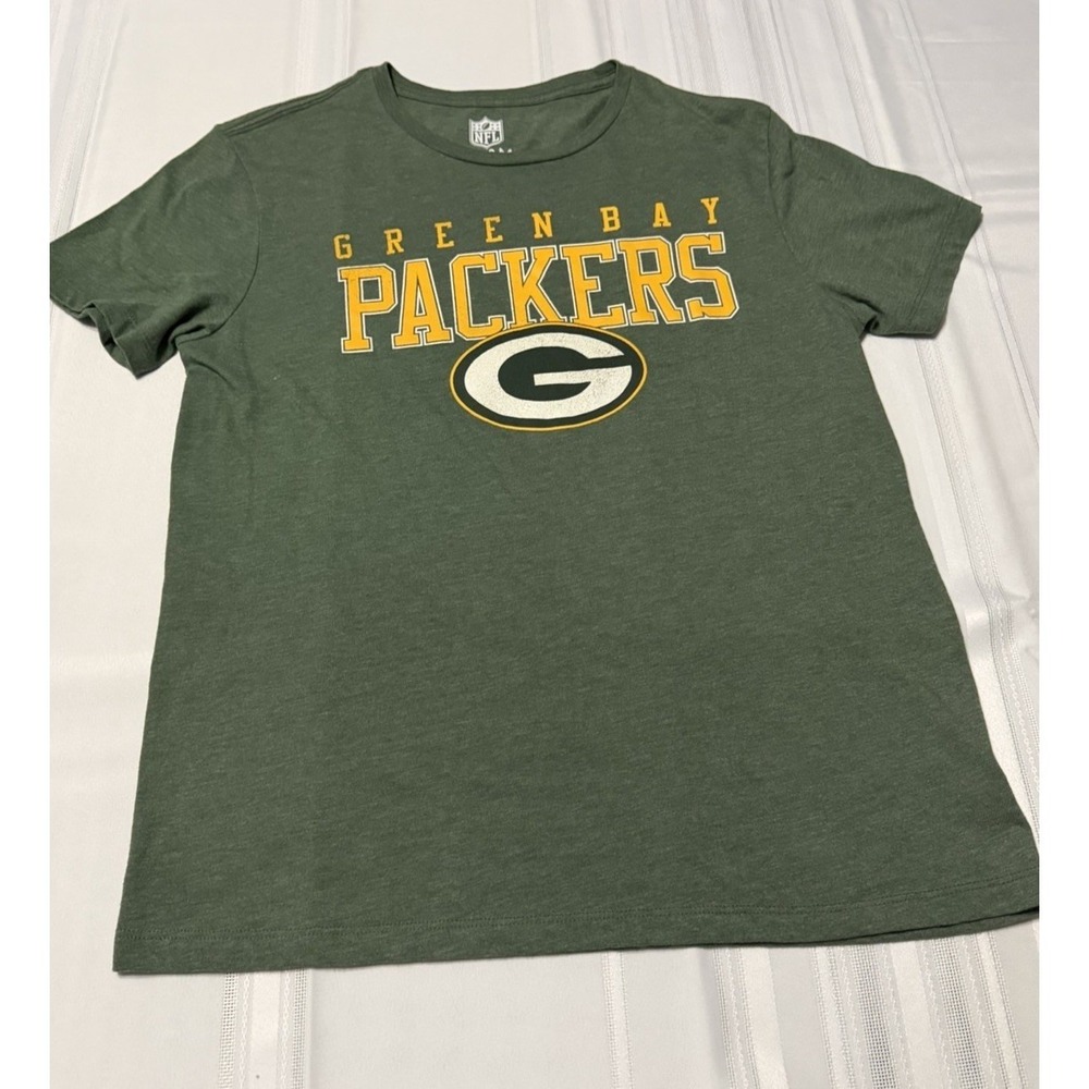 NFL Team Apparel Green Bay Packers Mens Medium T-Shirt Green Graphic Tee M